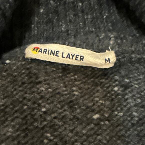 Marine Layer Men's Charcoal Wool Blend Shawl Collar Button Soft Cardigan Medium - Picture 3 of 11